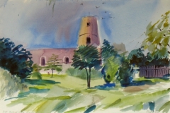 585, Neusiedl, Burg, 1980, Aquarell, 57,5 x 38,5 cm