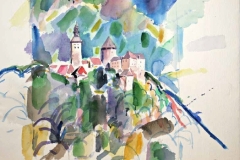 7620, Burg Schaining, 1982, Aquarell / Papier, 43x56 cm