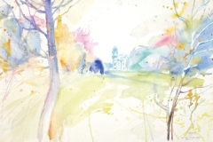 10509, Auf der Pfaueninsel Berlin, Aquarell, 1986, 39x56,5 cm