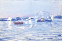 10511, An der Havel – Berlin, Aquarell, 1986, 38,5x36,5 cm