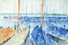 10521, Am Starnbergersee – Jachthafen, Aquarell, 39x56,5 cm