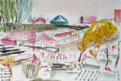 808, München, Botanischer Garten, Aquarell, 96,5 x 38,5 cm