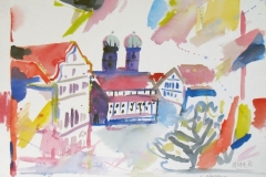 810, München, Frauenkirche, 1984, Aquarell, 57 x 39 cm