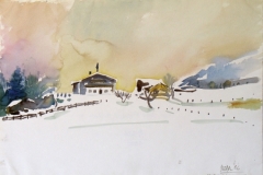 1158, bei Fieberbrunn, 1986, Aquarell, 57 39 cm