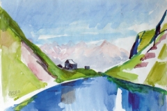 1469, Wildseeloderhütte mit See, Aquarell, 39,5 x 30 cm