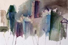 603, Chateau de Creully, 1989, Aquarell, 50 x 40 cm