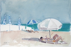 680, Cannes, Am Strand, 1994, Aquarell, 56 x 38 cm