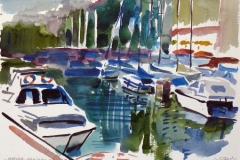 706, Opatija, Hafen, 1985, Aquarell, 38 x 28 cm