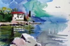 711, bei Opatija, 1985, Aquarell, 38 x 28 cm