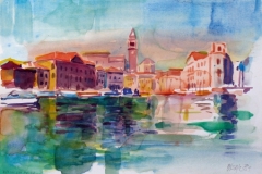 721, Hafen von Piran, 1983, Aquarell, 36 x 25 cm