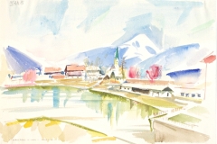 9093, Kirchberg Badesee, Aquarell, 1985, 38x56 cm