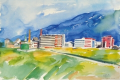 1412, Kundl, Biochemie, 1985, Aquarell, 56,5 x 39 cm