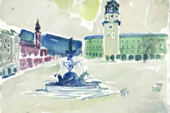 7499, Salzburg Glockenspiel, 1984, Aquarell/Papier, 28x35 cm