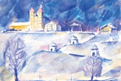 8266, Salzburg im Winter, Aquarell, 28,5x39 cm