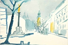 7404, Blick in die Herrengasse, Graz, 1984, Aquarell / Papier, 16x20,5 cm