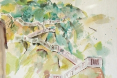 781, Graz, Schlossbergstiege, 1981, Aquarell, 56,5 x 43 cm