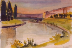 6201, Donaukanal, 1953/54, Aquarell, 31 x 22 cm