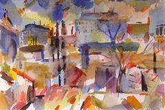 6214, Blick vom Atelier, 1981, Aquarell, 38,5 x 28,5 cm