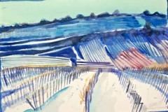 7828, Am Fuss vom Kahlenberg Wien, 1985, Aquarell / Papier, 40x56,5 cm