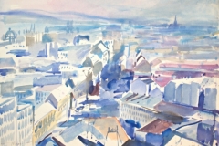 8006, Wien in Blautönen, Aquarell, 1986, 52x70 cm