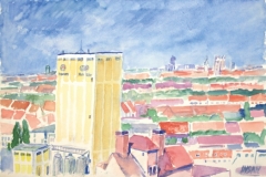 8054, Paulaner Turm, Aquarell, 39x57cm