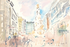 8063, Pestsäule am Graben, Aquarell, 1984, 38,5x56,5 cm