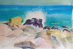 2038, Sizilien, Gischt, 1992, Aquarell, 56,5 x 38 cm