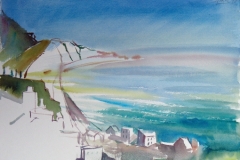 2054, Blick nach Lettoiano, 1992, Aquarell, 56 x 38 cm