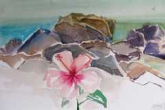 5060, an Siziliens Küste, 1992, Aquarell, 47,5 x 35 cm