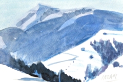 7439, Winterlandschaft, Aquarell / Papier, 13,5x18,5 cm