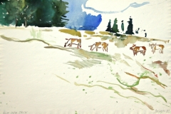 7540, Auf der Pack, 1980, Aquarell / Papier, 38,5x57,5 cm