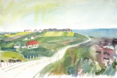 3280, Kirche Norwegen, Aquarell/Papier, 1990, 39x56 cm