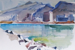 9182, Playa Las Amtericas, 1988, Aquarell, 45 x 32,5 cm