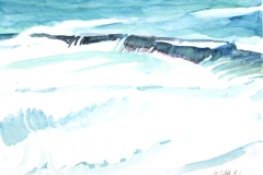 10502, türkises Wasser, 1992, Aquarell/Papier, 30x40 cm